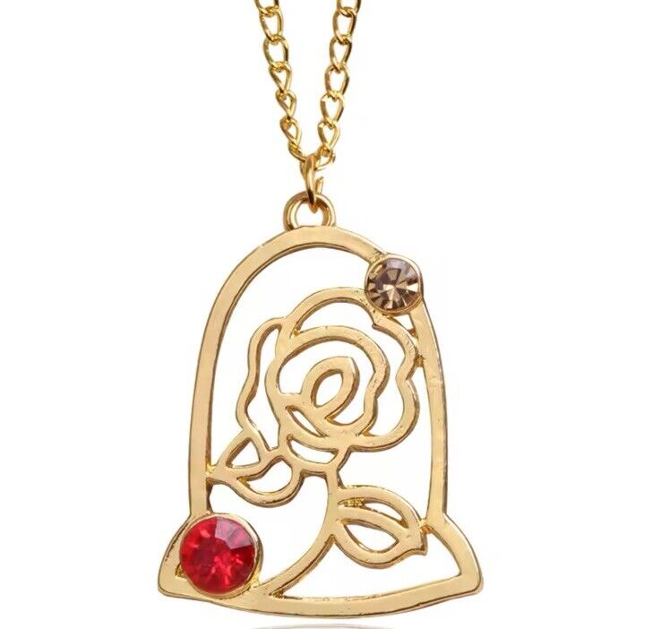 Beauty and the Beast Rose Necklace Including Box