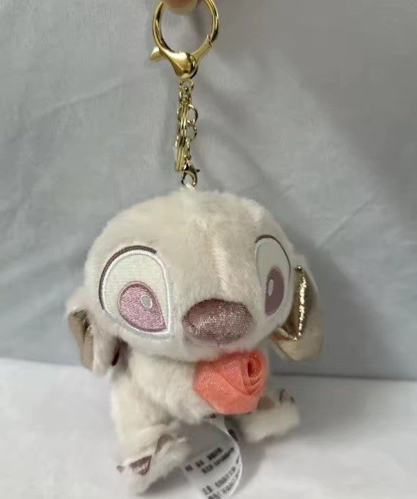 Porte-clés/pendentif en peluche Disney Stitch Rose 14 cm