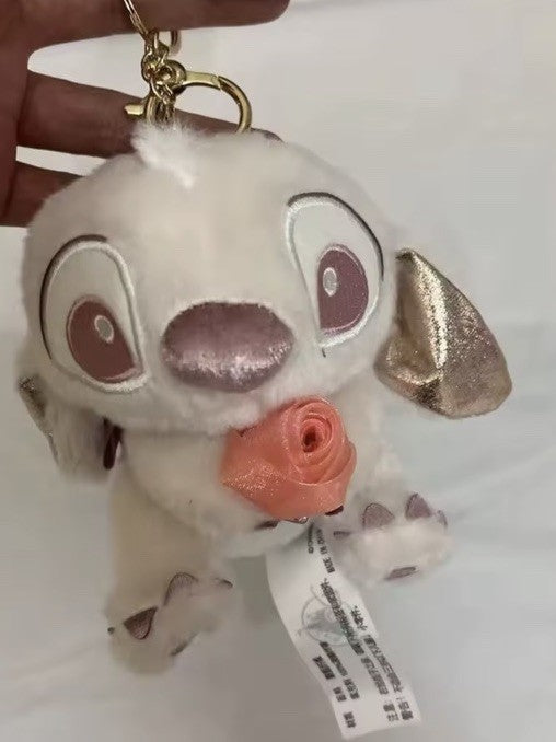 Porte-clés/pendentif en peluche Disney Stitch Rose 14 cm