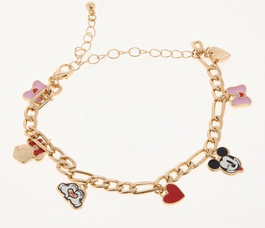 DISNEY X SKINNYDIP Roségoldfarbenes Armband mit Mickey Mouse-Anhängern
