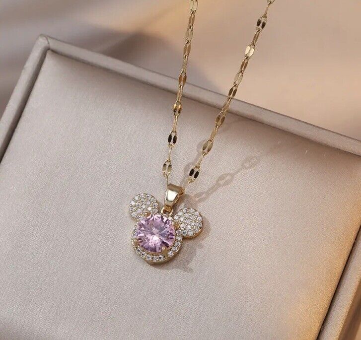 Collier rose Mickey Mouse