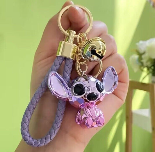Disney Stitch shiny pink and purple keychain