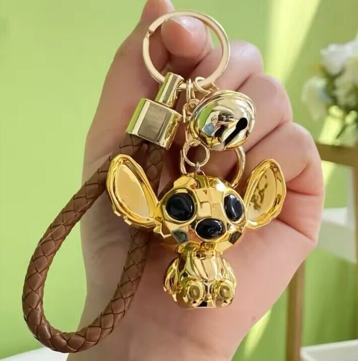 Disney shiny Stitch gold keychain