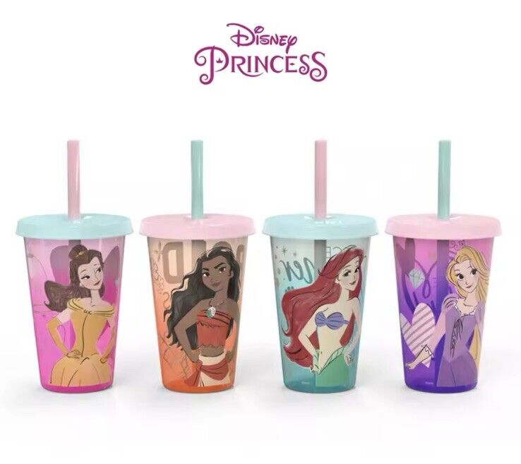 Disney Princess Straw Tumblers 4-Set 16.5 oz