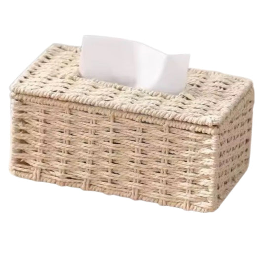 Boîte à mouchoirs tissée beige