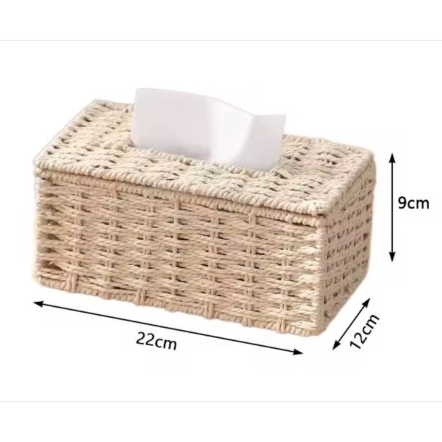 Boîte à mouchoirs tissée beige