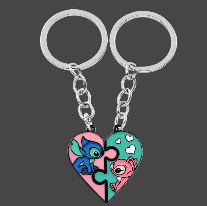Porte-clés Disney Stitch et Angel Love, moitié amour, avec boîte