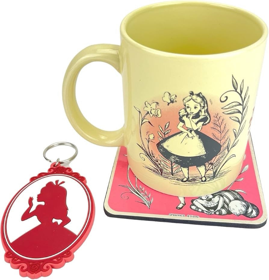 Mug, sous-verre et porte-clés vintage Disney Alice au pays des merveilles